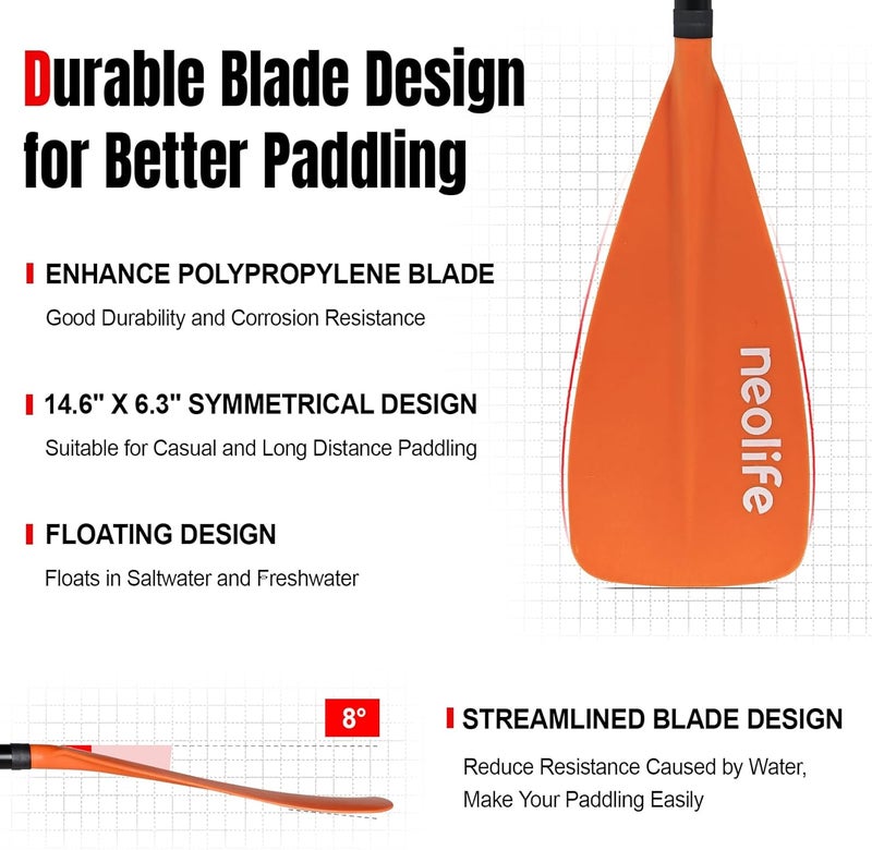 WONITAGO SUP Paddles for Kid with Aluminum Shaft and PP Blade, Floating Stand Up Paddle Board Paddle for Youth and Junior, Adjustable 140-170 cm/55-67 Inches - Image 2